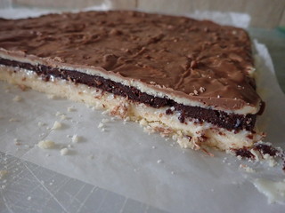  chomemade chocolate cake prepared for cutting portions