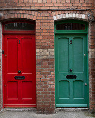 Closed doors of houses, Shandon, Cork City, Ireland