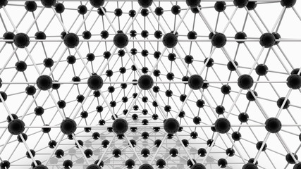 Atom grid surface array in black color close up