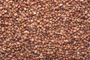 Photo food buckwheat groats. Texture background grain buckwheat groats.