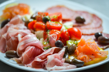 delicious charcuterie mix plate - starter dish