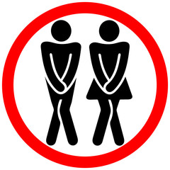 Man Woman, male female mixed toilet wc urine disorder, prostate toilet red circular road sign