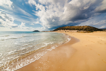 Golden Beach the best beach of Cyprus, Karpas Peninsula, North Cyprus. Travel concept and idea....