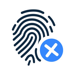 Reject fingerprint, biometric, identity deny icon