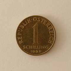 Vorderseite einer ehemaligen Österreichischen  1 Schilling Münze