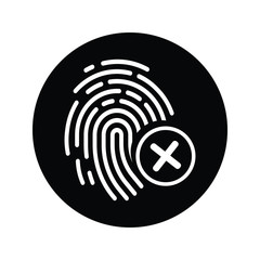 Reject fingerprint, biometric, identity deny icon