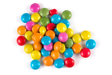 Fototapeta na wymiar colored round candies on a white background