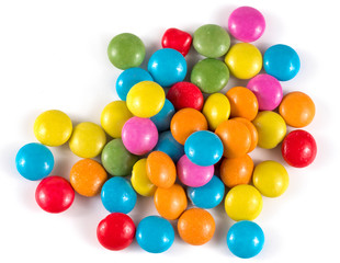 Fototapeta na wymiar colored round candies on a white background