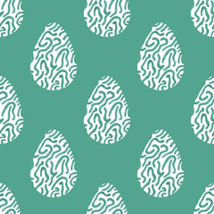 Pattern with multi-colored abstract Easter eggs. Watercolor decorative drawing