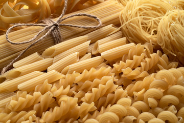 Different types of pasta with copyspace
