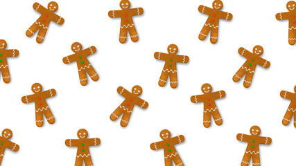 Background with gingerbread man. Vector realistic illustration 