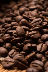 Coffee beans close-up. Vertical picture.