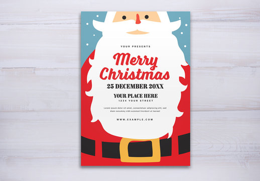 Christmas Party Event Flyer Layout with Santa Illustration