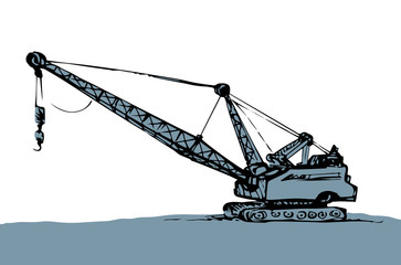 Coal mining machine. Vector drawing