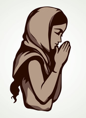 Vector image of the praying girl