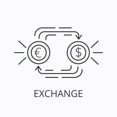 Exchange thin line icon. Flat design modern business concept. Vector illustration
