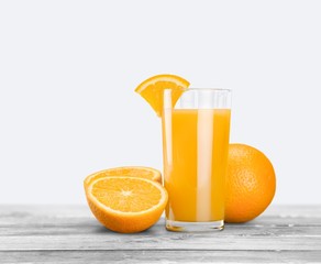 Orange Juice in glass on   background.