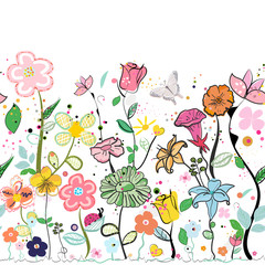 Colorful hand drawn happy wildflower