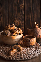  homemade oatmeal cookies with tea
