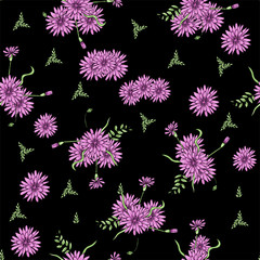 Seamless pattern of flowers in doodle style. Suitable for ovens on fabric, wallpaper.