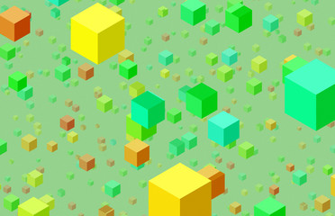  flying cubes blocks in the sky