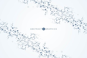 Structure molecule and communication. Dna, atom, neurons. Scientific concept for your design. Connected lines with dots. Medical, technology, chemistry, science background. Vector illustration.