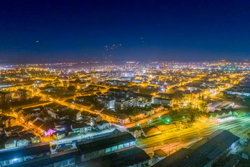 Fototapeta na wymiar Beautiful Bjelovar by night from the air