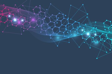 Obraz premium Big Data Visualization Background. Modern futuristic virtual abstract background. Science network pattern, connecting lines and dots. Global network connection .