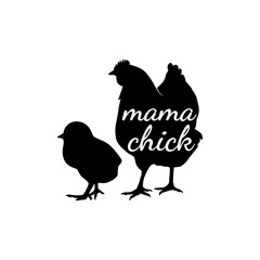 Fototapeta na wymiar mama chick family baby and kid funny pun vector graphic design for cutting machine craft and print
