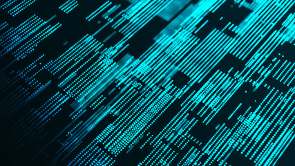 Cybernetic futuristic background. Big data visualization. Abstract perspective illustration. 3D rendering.