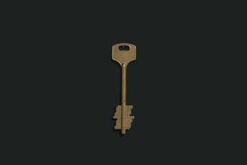 Vintage metal key on a black background
