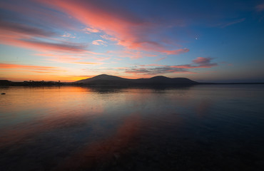 sunset over lake