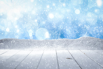 Winter background of snow and free space for your decoration.