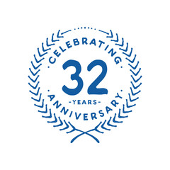 32 years design template. 32nd logo. Vector and illustration.