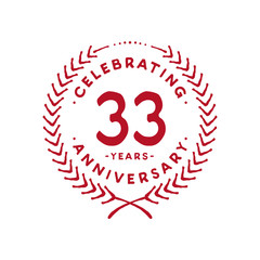 33 years design template. 33rd logo. Vector and illustration.