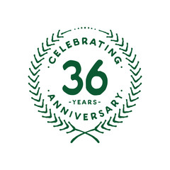 36 years design template. 36th logo. Vector and illustration.