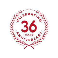 36 years design template. 36th logo. Vector and illustration.