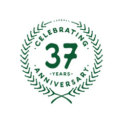 37 years design template. 37th logo. Vector and illustration.