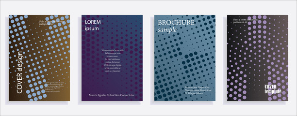 Minimalistic cover design templates. Layout set for covers of books, albums, notebooks, reports, magazines. Star, dot halftone gradient effect, flat modern abstract design Geometric mock-up texture