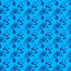 Blue Floral pattern in the small flower. Motifs scattered random. Seamless  texture. Elegant template for fashion prints. Printing with very small flowers.
