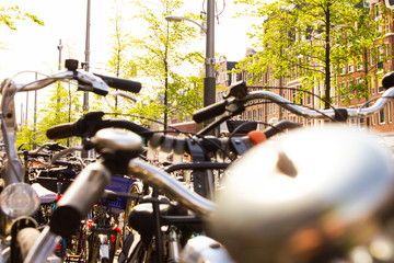  a lots of bicycle on the Street of Amserdam