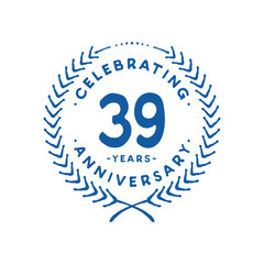 39 years design template. 39th logo. Vector and illustration.