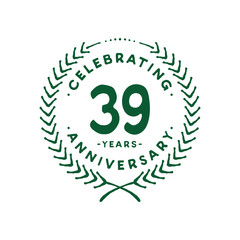 39 years design template. 39th logo. Vector and illustration.