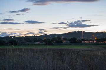 sunset over the village