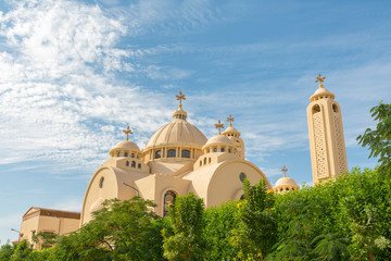 Coptic Orthodox Church in Sharm El Sheikh, Egypt. All Saints Church. Concept of the righteous faith