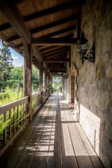 rustic vacation vineyard resort architecture and hallway