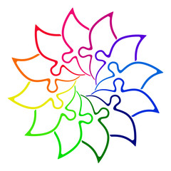 Flower in colorful outline puzzle