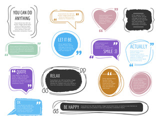 Message frames. Quote boxes colorful design templates modern creative block for text vector trendy vector labels. Quote blog mark, quoting sticker message illustration