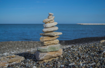 stack of stones on the beach