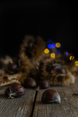 chestnuts on rustic table